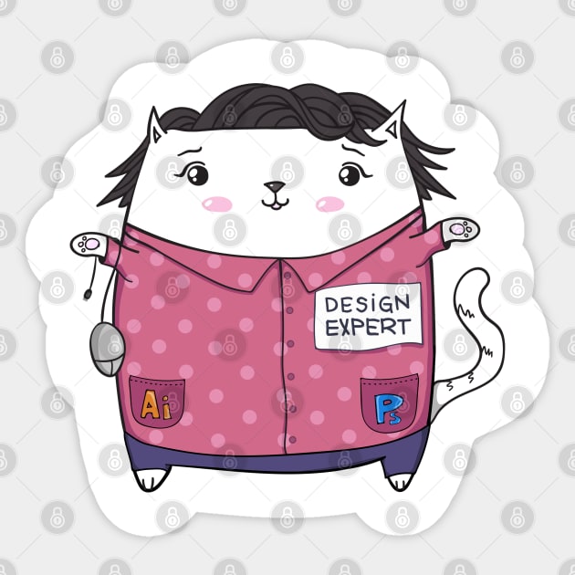CAT GRAPHIC DESIGNER, KITTY WEB DESIGN, 3D, INTERIOR EXPERT, GREAT GIFT FOR HER, SWEET KITTEN Sticker by OPACHA